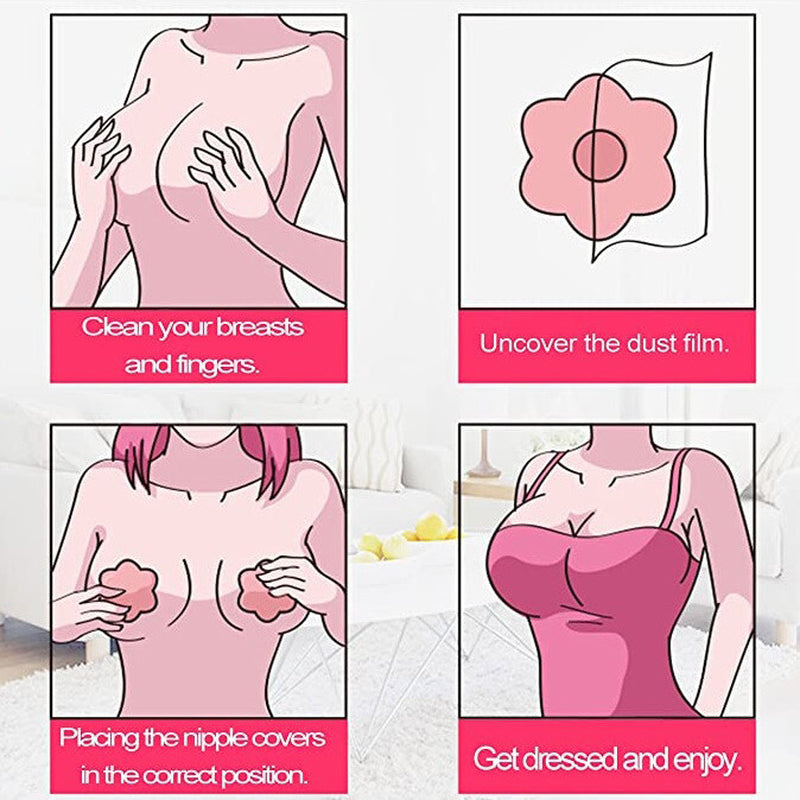5 Pairs Nippleless Cover Pasties Women Reusable Adhesive Silicone Nipple Round